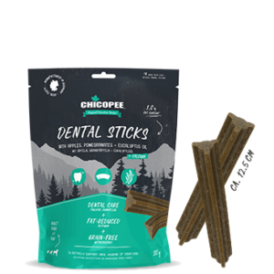 Chicopee Dental Sticks - HNL En lækker hundegodbid. egnet til både små hunde, mellemstore og store hunde. TIL AKTIV UNDERSTØTTELSE AF DIN HUNDS MUND- OG TAND HYGIEJNE. TIL DEN VOKSNE HUND FRA 1-ÅRSALDEREN 300 gram Lækre dental Sticks, til en hyggestund med god tandkødsmassage ;-) - fedtreduceret - kornfri + calsium